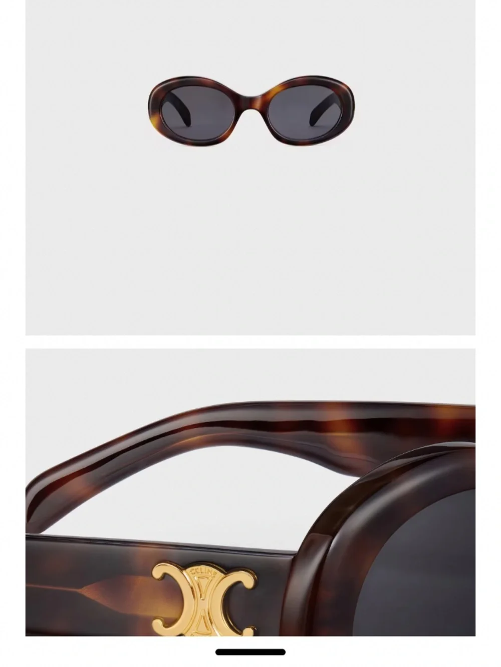 Celine Triomphe  01 SUNGLASSES IN ACETATE Oval Sunglasses with Gold Accent - Picture 10 of 10